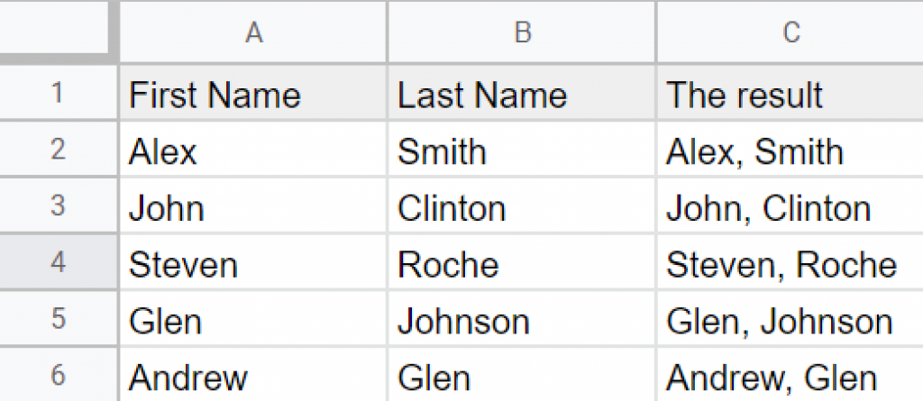 concatenate in Google Sheets